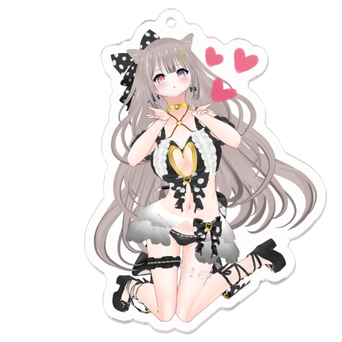 見つめながら...❤︎Black ver.キーホルダー(通常版)(To stare♡Black ver.keychain standard)- 70 x 70 (mm)(1)