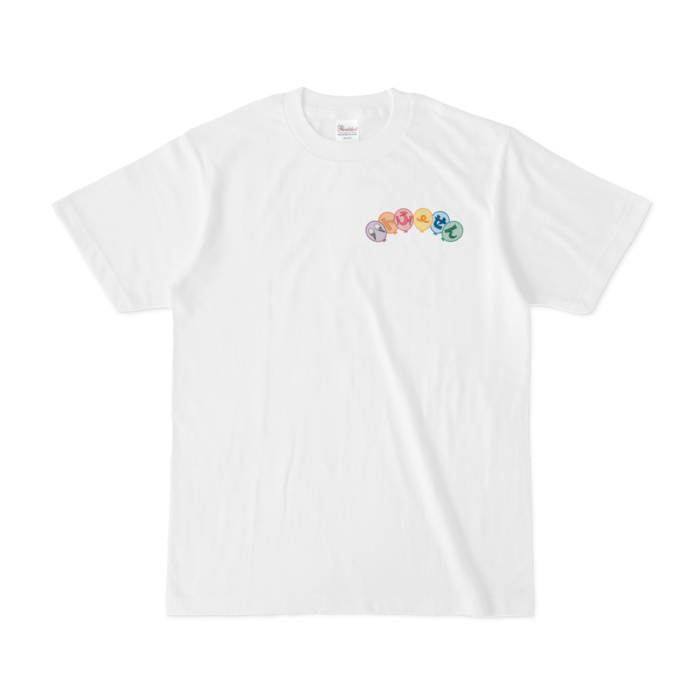 ハトふーせんのなかまたちTシャツ（両面プリント）- S - 白