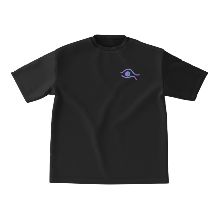 静寂の瞳 ビッグシルエットTシャツ ブラック タイプB - M - 正面