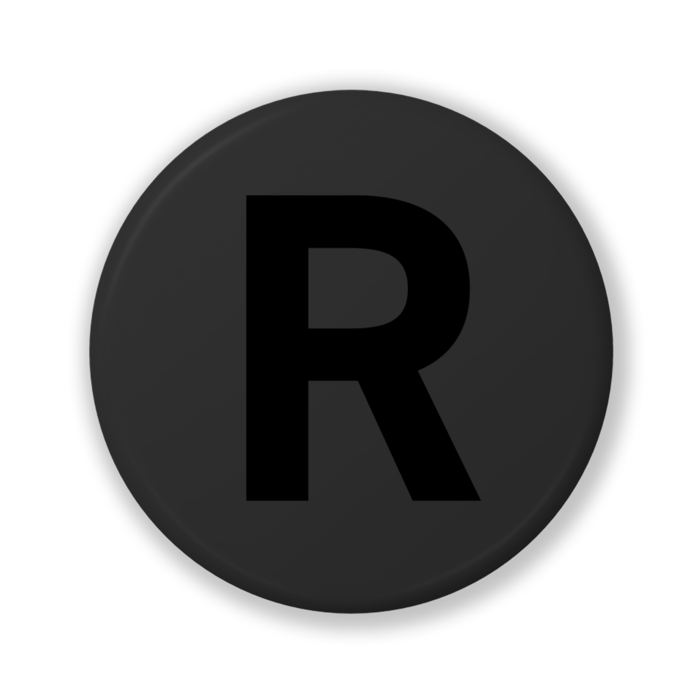 【R(アール)】〈ブラック〉缶バッジ- 32mm