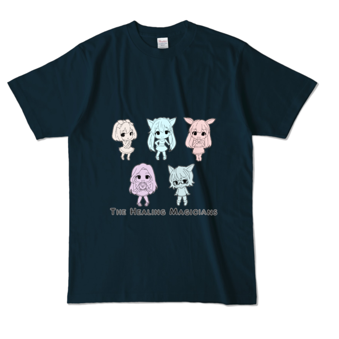 カラーTシャツ - L - ネイビー/モノトーン柄