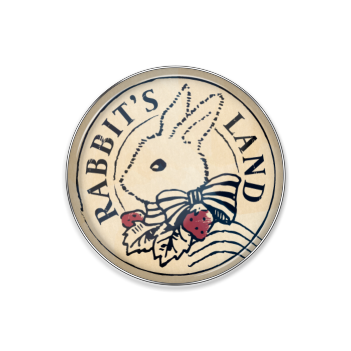 ウサギ トラベルスタンプ風 ピンバッジ ホワイト ミント ピンク ありけり屋 Arikeriya Booth