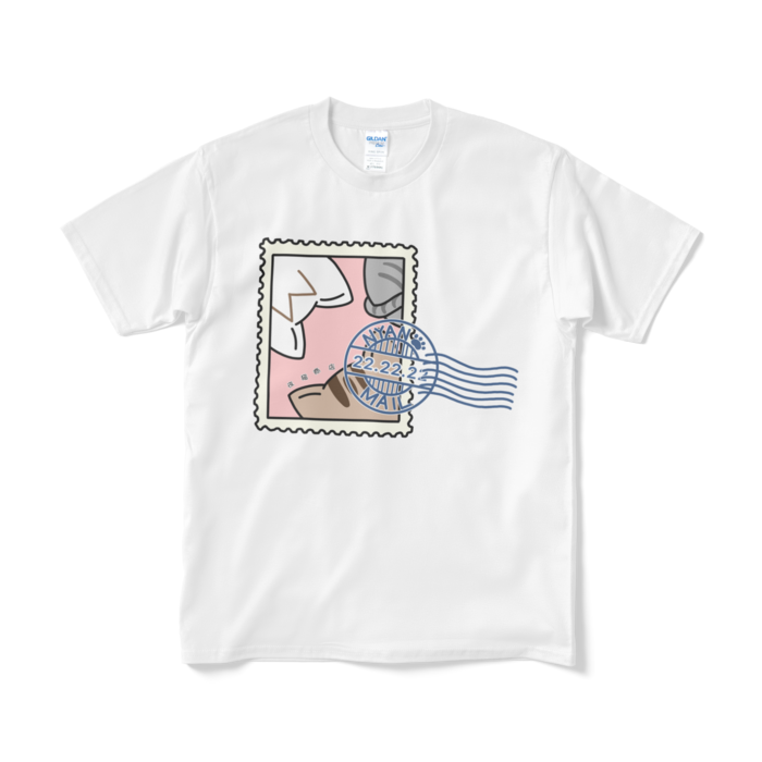 猫切手Tシャツ - M - ホワイト