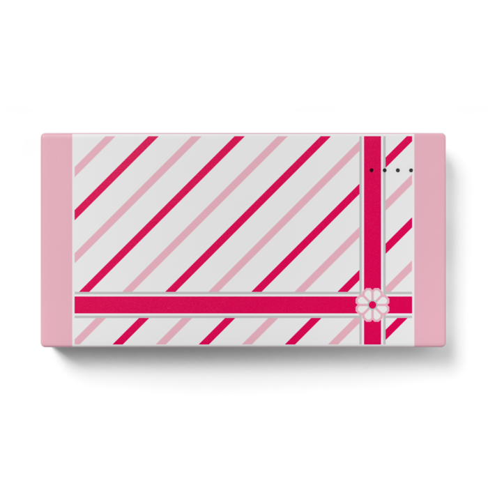 八枚花のラッピング風モバイルバッテリー(ピンク系)