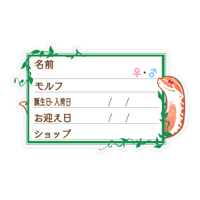 【🐍お名前ステッカー】シシバナ(エクストリームレッドアルビノ) ‐ツタ