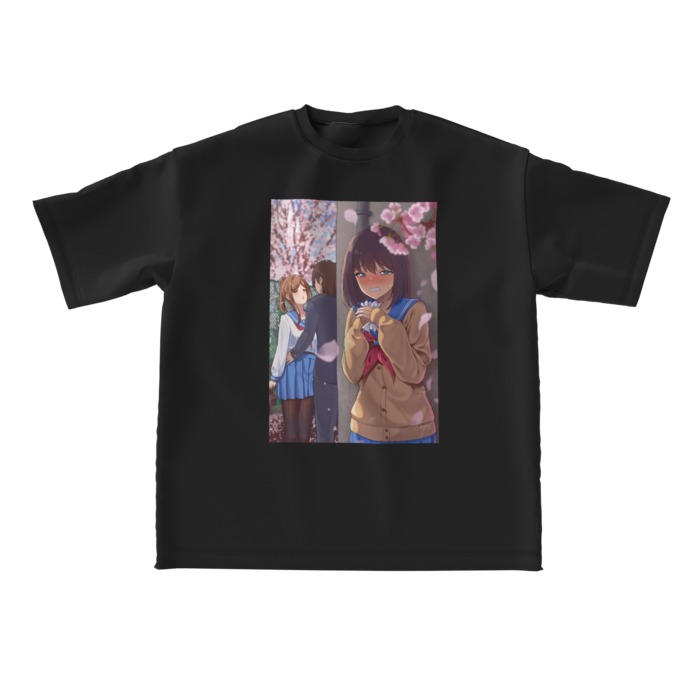 ビッグシルエットTシャツ - L - 正面 - 黒 / Oversized T-shirt - L - Front - Black