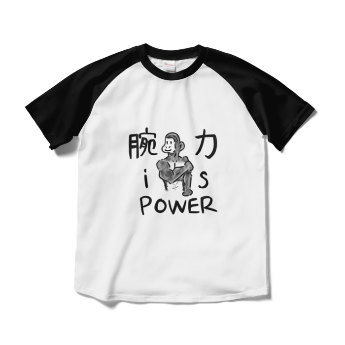 ラグランTシャツ - M - ホワイト×ブラック