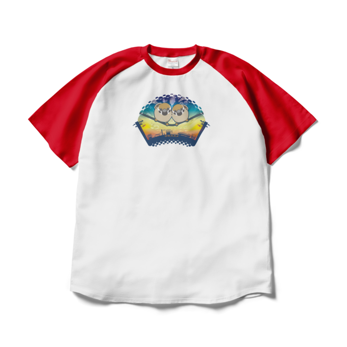 ラグランTシャツ - XL - ホワイト×レッド