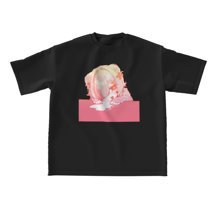 ビッグシルエットTシャツ（ブラック） - L - 正面