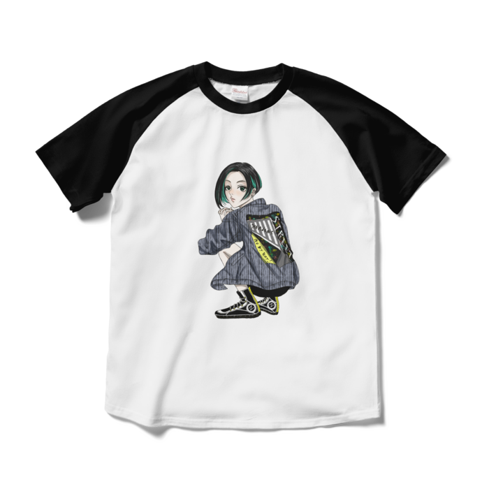 ラグランTシャツ - M - ホワイト×ブラック