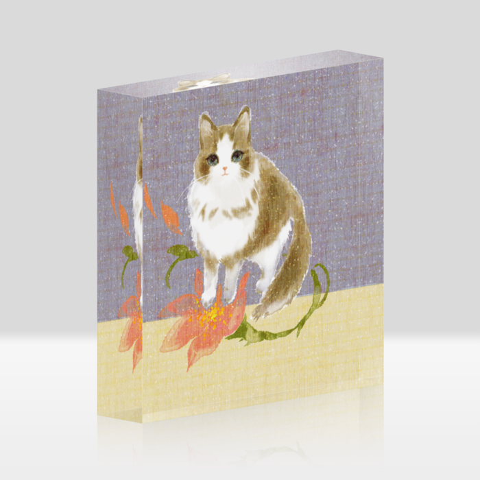アクリルブロックホワイト紫 - 100x100mm