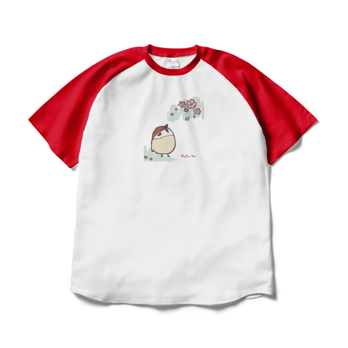 ラグランTシャツ - XL - ホワイト×レッド