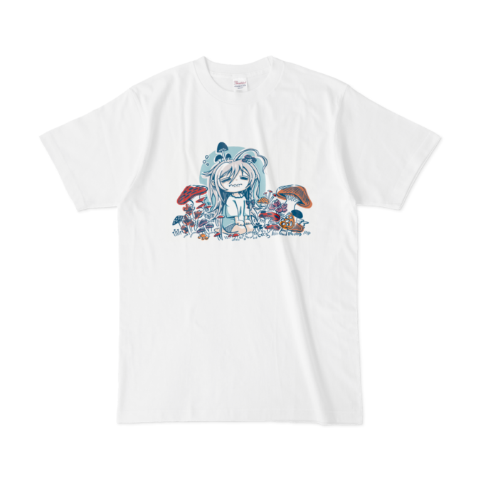 Tシャツ - L - 白 (絵柄青)