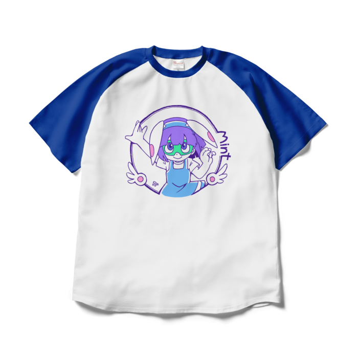 ラグランTシャツ - XL - ホワイト×ロイヤルブルー