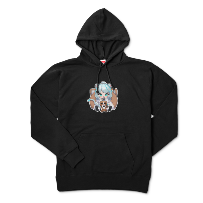 正面プリントパーカー - XL - ブラック