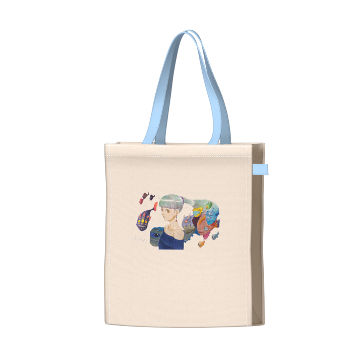 ツートンカラーバッグ - ブルー - W34 × H41 × D14cm