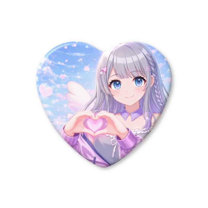 ハート缶バッジ - 57 × 52.5mm