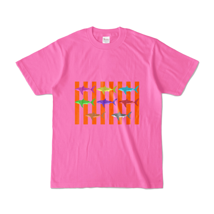 (オレンジ)カラーTシャツ - S - ピンク (濃色)(2)