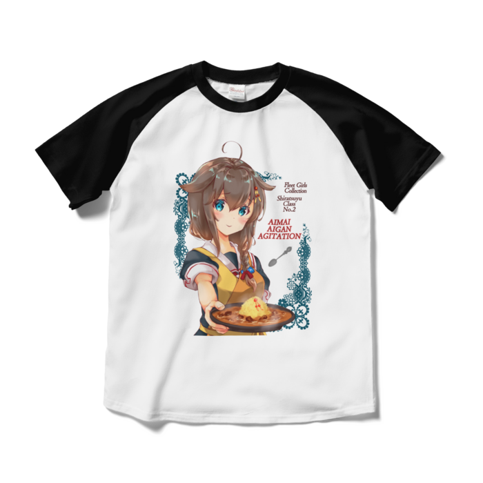 ラグランTシャツ - M - ホワイト×ブラック