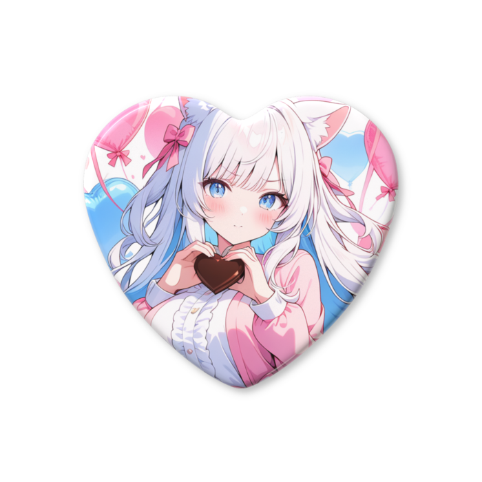 ハート缶バッジ - 57 × 52.5mm