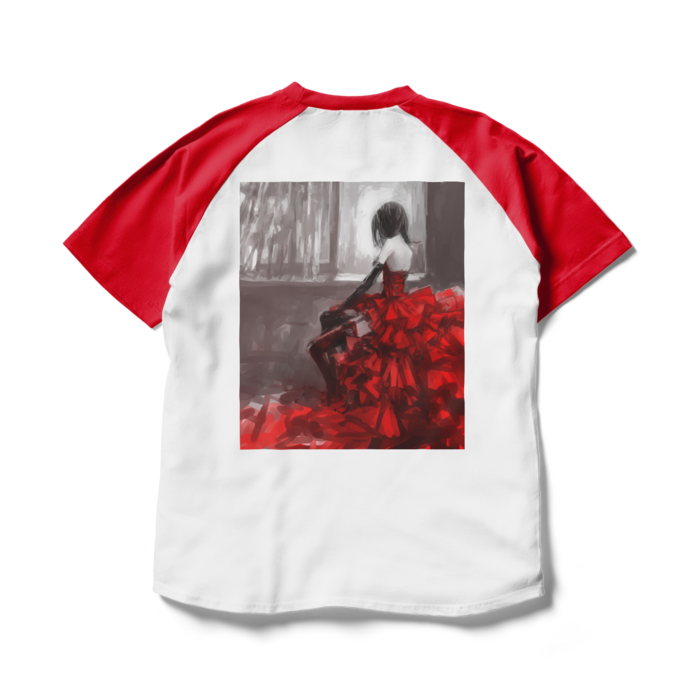 ラグランTシャツ - L - ホワイト×レッド(1)
