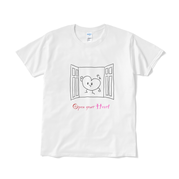 Tシャツ(短納期) - L - ホワイト(文字色:レッド)