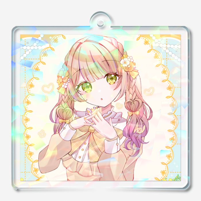 ホログラムアクリルキーホルダー𖧷ハートツイン - 50 × 50mm