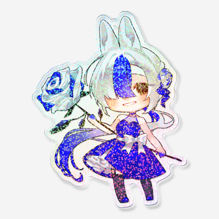 ホログラムアクリルキーホルダー - 100 × 100mm グリッター