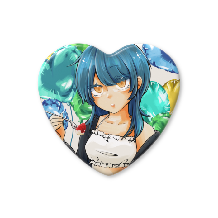 ハート缶バッジ - 57 × 52.5mm