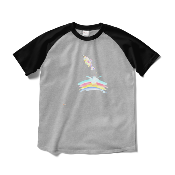 ラグランTシャツ - M - 杢グレー×ブラック