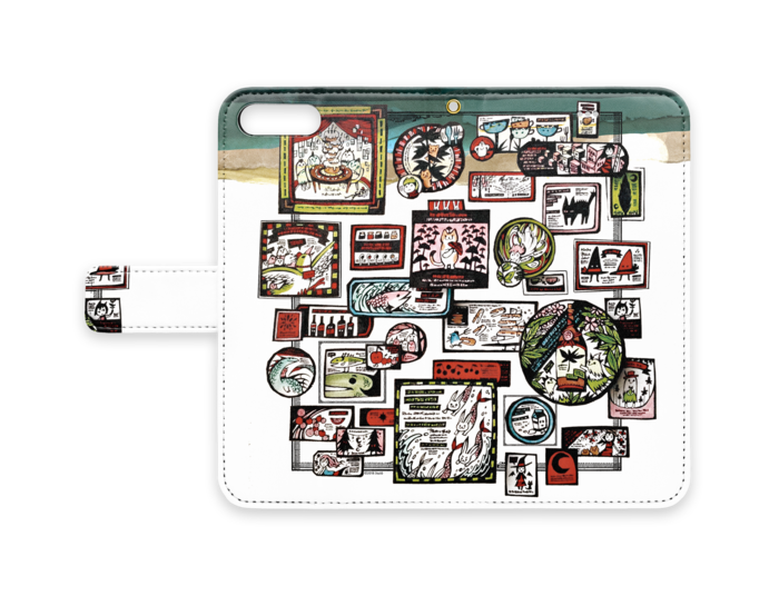 手帳型iphoneケース 看板街 猫とキノコ 3to10 Online Store Booth店 Booth