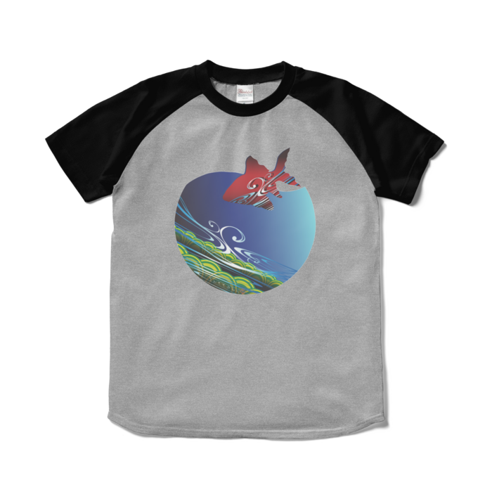 ラグランTシャツ - S - 杢グレー×ブラック