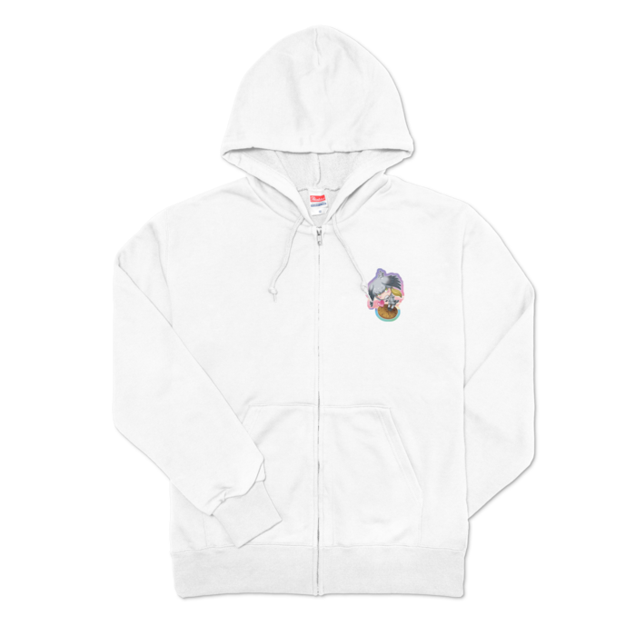 ジップパーカー - M - 左胸 - ホワイト