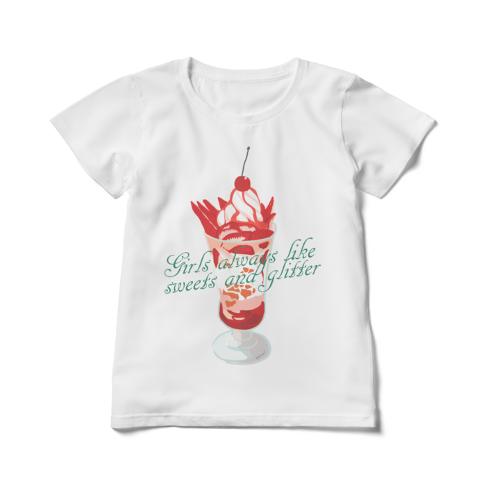 レディースTシャツ ・イチゴパフェ- L - 白