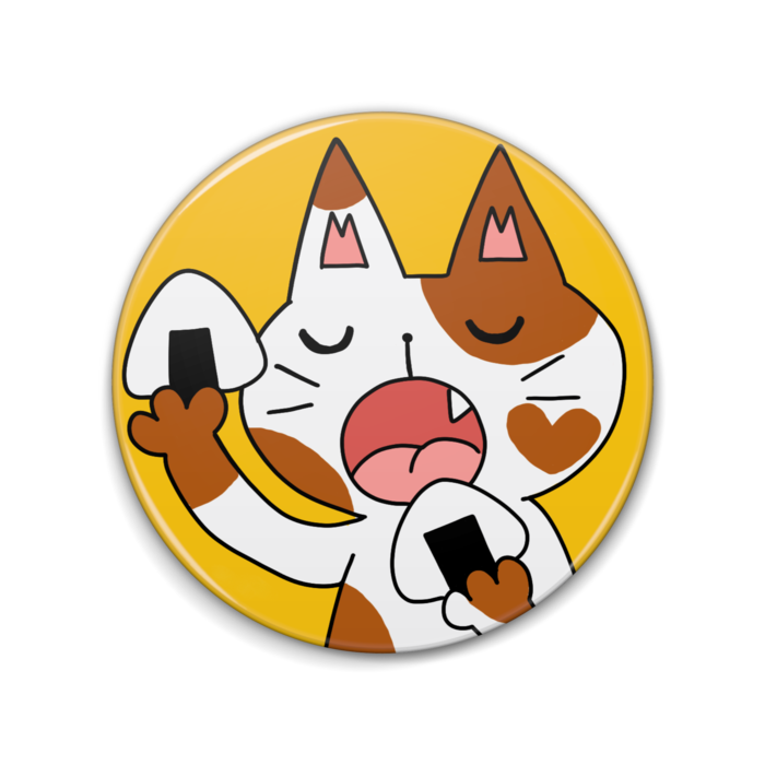 猫＆おにぎり缶バッジ - 76mm