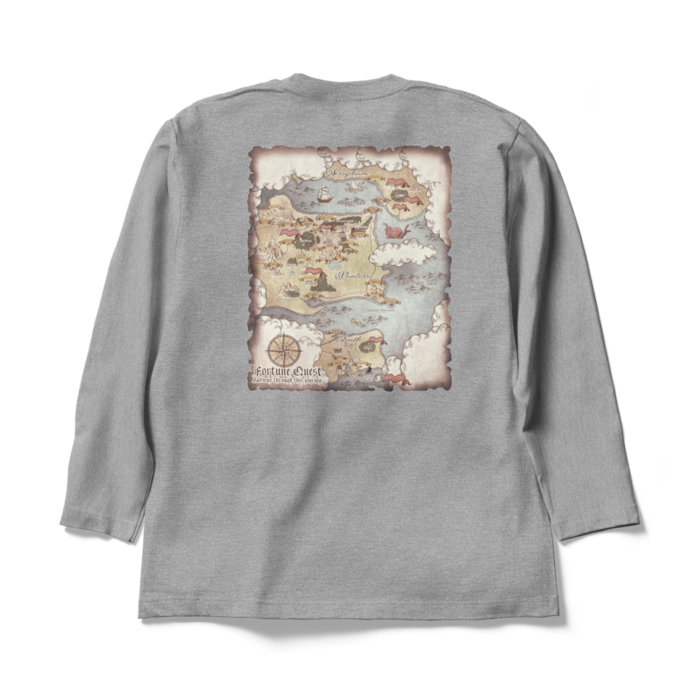 背面マップロングスリーブTシャツ - XL - 杢グレー