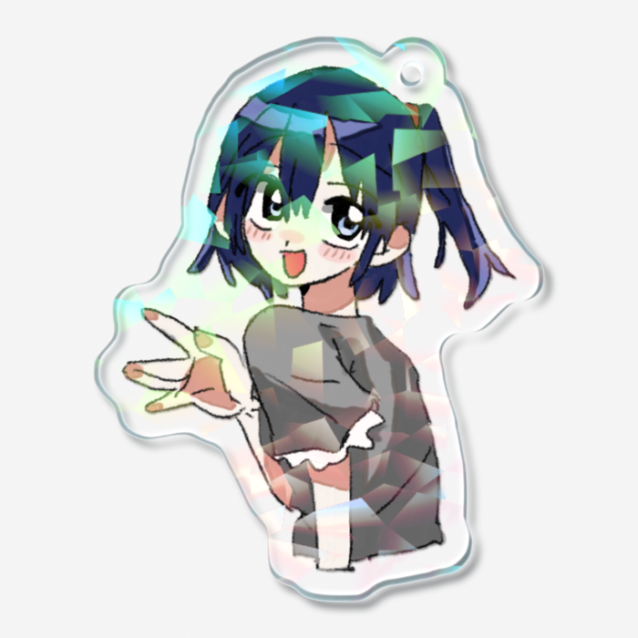 ホログラムアクリルキーホルダー - 50 × 50mm - クリスタル
