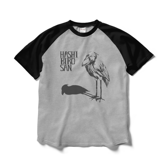 ラグランTシャツ - L - 杢グレー×ブラック