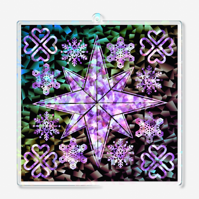 ホログラムアクリルキーホルダー - 100 × 100mm(アメジスト)