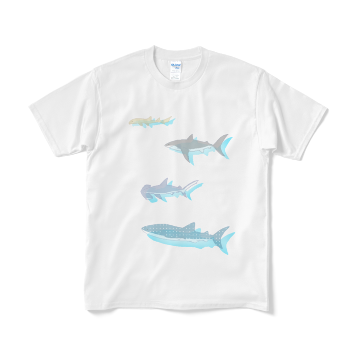 ドットサメ透けTシャツ（短納期） - M - ホワイト