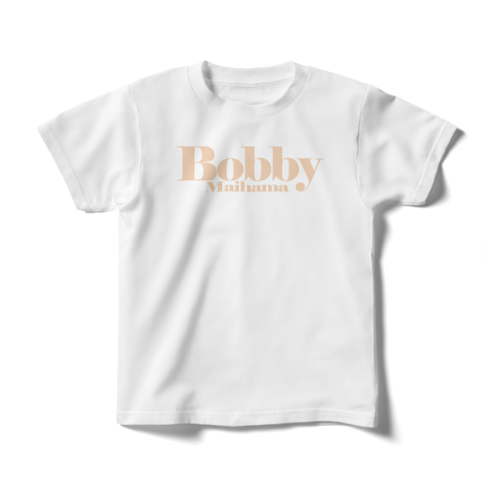 BobbyのキッズTシャツ（ホワイト / ロゴ:ナチュラル） - 140cm