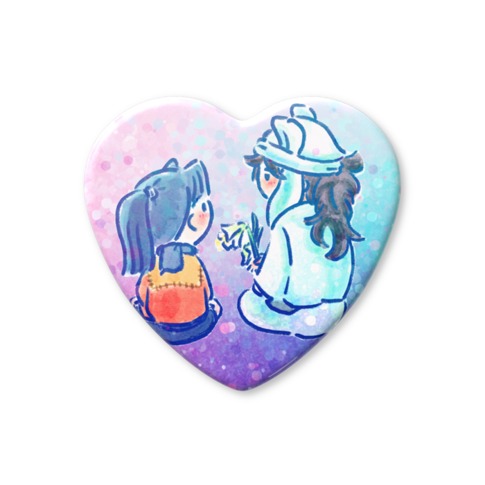 ハート缶バッジ - 57 × 52.5mm