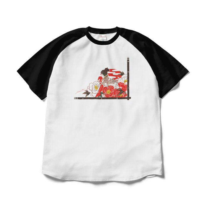 ラグランTシャツ - XL - ホワイト×ブラック(1)