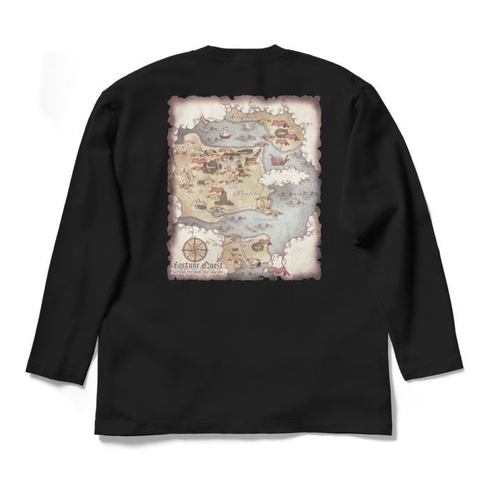 背面マップロングスリーブTシャツ - L - ブラック