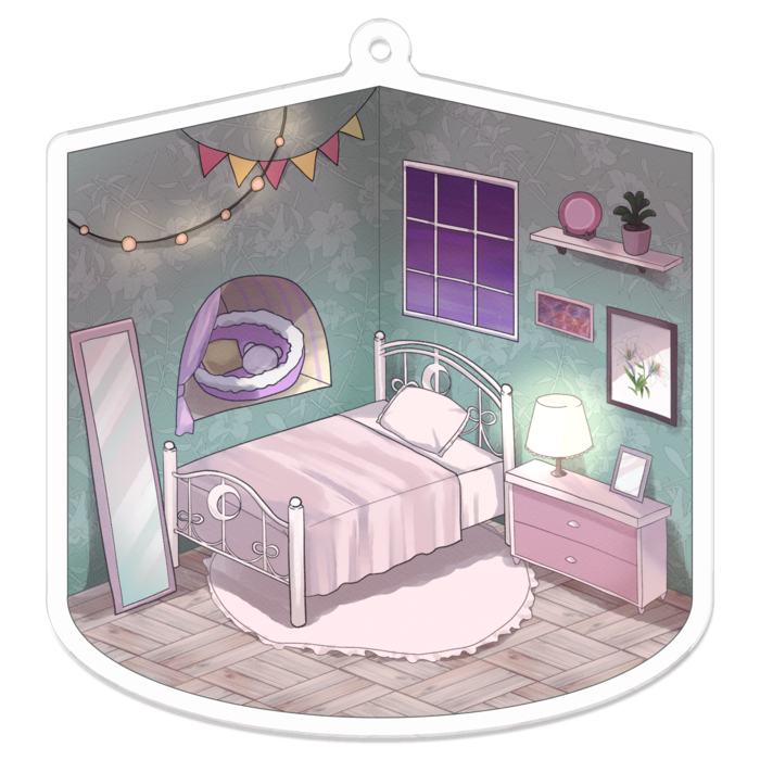 アクリルキーホルダー お部屋（夜）- 70x70mm
