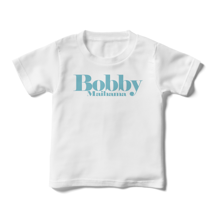 BobbyのキッズTシャツ（ホワイト / ロゴ:アイスグリーン） - 110cm