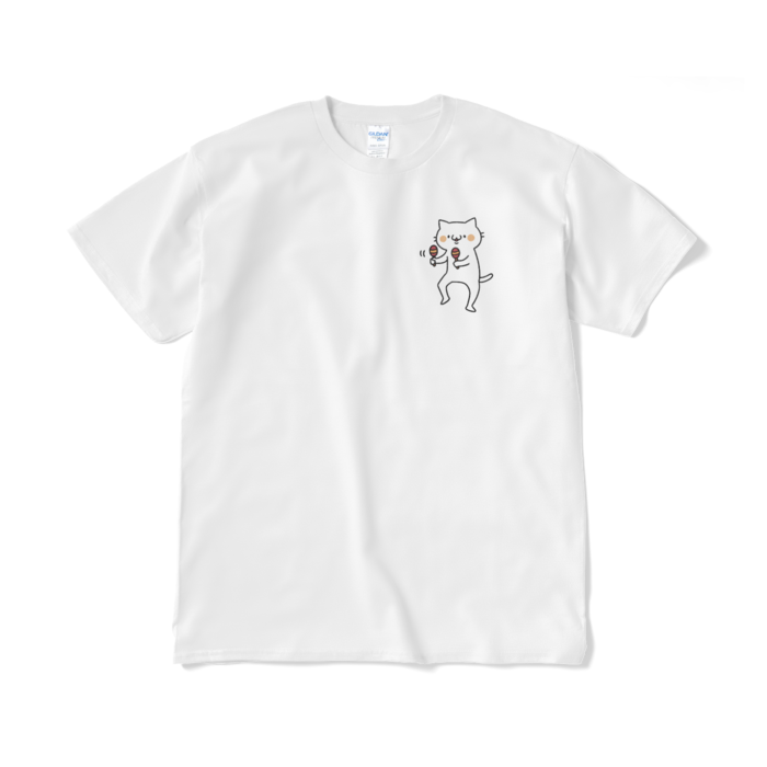 マラカスねこ（小プリント／カラー）Tシャツ - XL - ホワイト
