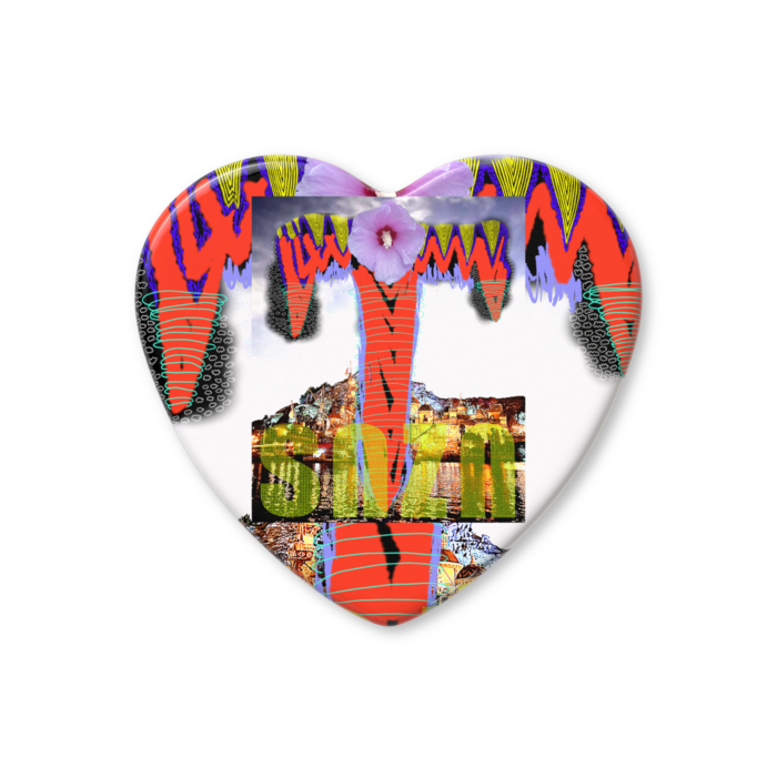 ハート缶バッジ - 52.5 × 57mm