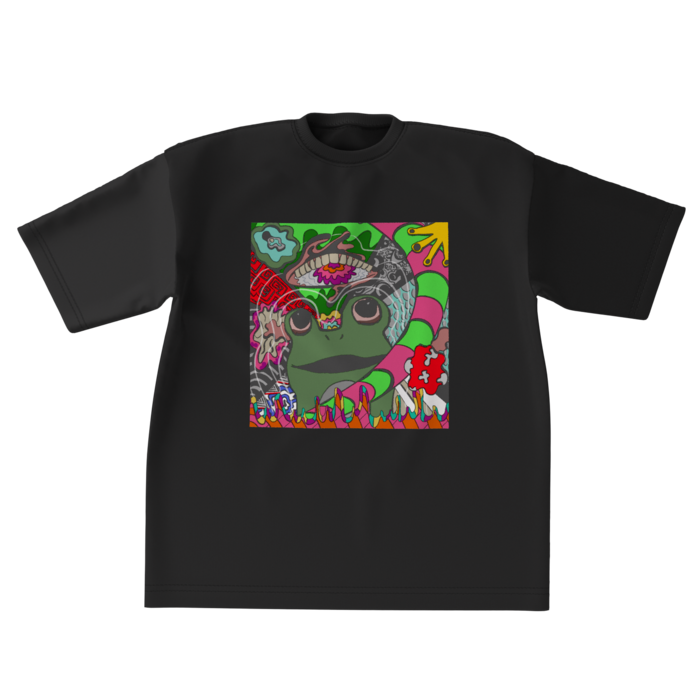 ビッグシルエットTシャツ(黒) - XL - 正面