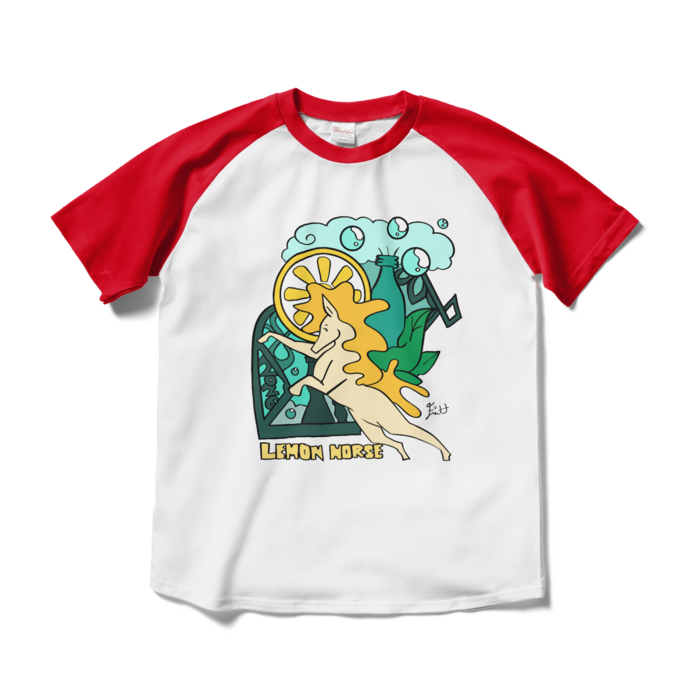 ラグランTシャツ - M - ホワイト×レッド